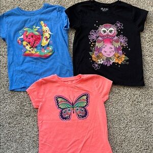 3 - Children’s Place girls size small (5/6) T-Shirts - fruit, butterfly, owl
